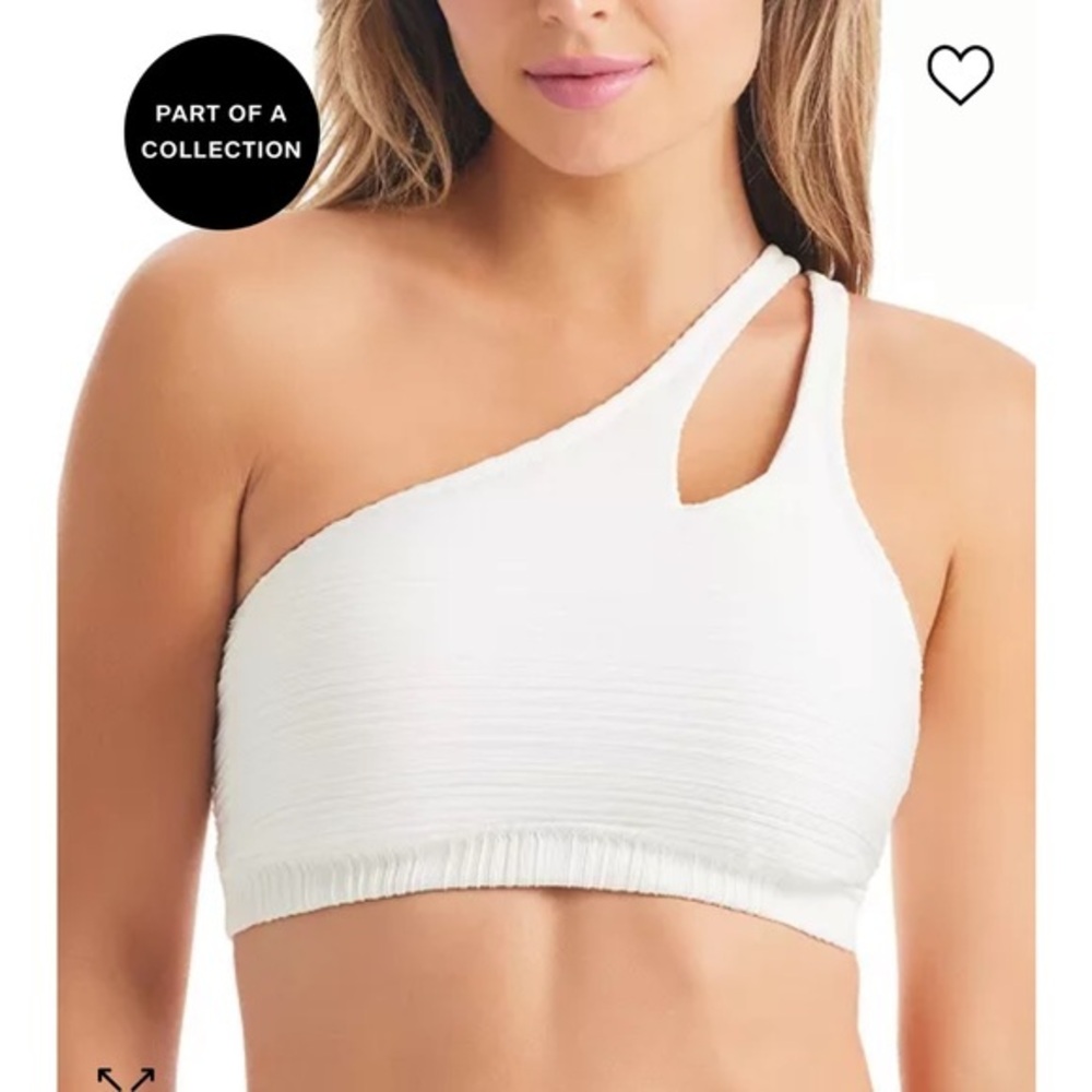 Jessica Simpson Ribbed One Shoulder Swim Top Size L NWT white